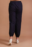 Set Of 2: Navy Blue Cotton Solid Plain Dress & Pant Set