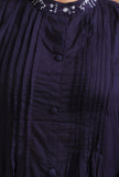 Set Of 2: Navy Blue Cotton Solid Plain Dress & Pant Set