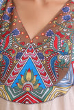 Set Of 3: Off White & Red Cotton Printed Kurta With Pant & Dupatta