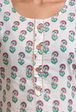 Set Of 2: White & Green Cotton Printed Kurta & Pant Set