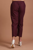 Set Of 2: Dark Brown Cotton Plain Kurta & Pant Set