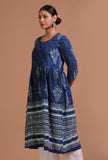 Blue Color Cotton Printed Dress