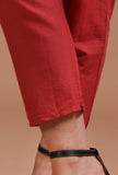 Set Of 2: Red Cotton Plain Kurta & Pant Set