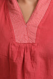 Set Of 2: Red Cotton Plain Kurta & Pant Set