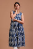 Blue Color Cotton Printed Dress
