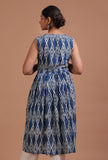 Blue Color Cotton Printed Dress