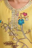 Set Of 3: Yellow Cotton Printed Kurta With Pant & Dupatta