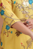 Set Of 3: Yellow Cotton Printed Kurta With Pant & Dupatta