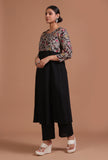 Set Of 2: Black Cotton Printed Kurta & Pant Set