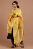 Yellow Color Semi Silk Dupatta With Zari Weaving