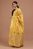 Yellow Color Semi Silk Dupatta With Zari Weaving