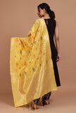 Yellow Color Semi Silk Dupatta With Zari Weaving