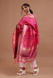 Pink Color Semi Silk Dupatta With Zari Weaving