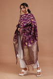 Purple Color Semi Silk Dupatta With Zari Weaving