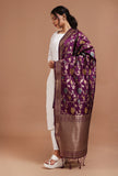 Purple Color Semi Silk Dupatta With Zari Weaving