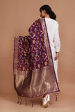 Purple Color Semi Silk Dupatta With Zari Weaving