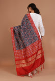 Navy Blue & Red Color Semi Silk Dupatta With Zari Weaving