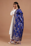 Blue Color Semi Silk Dupatta With Zari Weaving