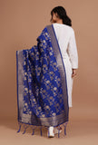 Blue Color Semi Silk Dupatta With Zari Weaving