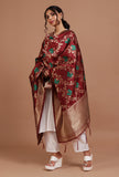 Maroon Color Semi Silk Dupatta With Zari Weaving