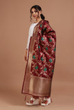 Maroon Color Semi Silk Dupatta With Zari Weaving