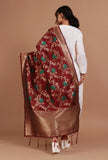 Maroon Color Semi Silk Dupatta With Zari Weaving