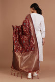 Maroon Color Semi Silk Dupatta With Zari Weaving