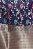 Navy Blue Color Semi Silk Dupatta With Zari Weaving
