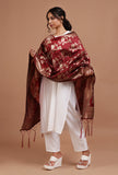 Maroon Color Semi Silk Dupatta With Zari Weaving
