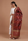 Maroon Color Semi Silk Dupatta With Zari Weaving
