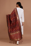 Maroon Color Semi Silk Dupatta With Zari Weaving