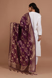 Purple Color Semi Silk Dupatta With Zari Weaving
