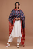 Navy Blue & Red Color Semi Silk Dupatta With Zari Weaving