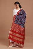 Navy Blue & Red Color Semi Silk Dupatta With Zari Weaving