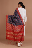 Navy Blue & Red Color Semi Silk Dupatta With Zari Weaving