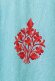 Sky Blue Cotton Crush Ari Embroidered Kaftan- Free Size