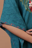 Light Navy Blue Cotton Crush Ari Embroidered Kaftan- Free Size