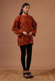 Orange & Multicolor Ari Embroidered Kani Short Jacket