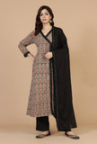 Solid Black Cotton Dupatta with Lace Detailing