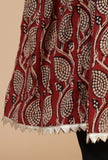 Set of 2: Hand Block Baagh Print Flared Kurta with Lace Detailing & Black Chooridar Cotton Pant