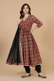 Baagh Border Black Cotton Dupatta with Lace