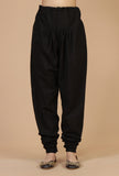Solid Black Chooridar Cotton Pant