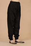 Solid Black Chooridar Cotton Pant