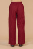 Set of 2: Red Flared Kurta with Baagh Block Print & Solid Cotton Pants
