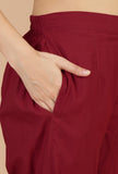 Solid Red Cotton Pant