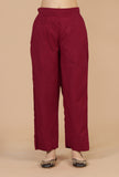 Set of 2: Red A-line Slip Kurta with Straight Pants