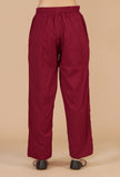Set of 2: Red A-line Slip Kurta with Straight Pants