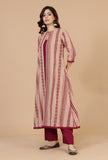 Printed A-Line Overlay Kurta with Mirror Lace Trim