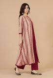 Printed A-Line Overlay Kurta with Mirror Lace Trim