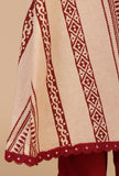 Printed A-Line Overlay Kurta with Mirror Lace Trim
